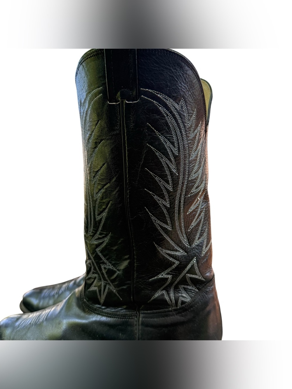 Nocona Mens Black Leather Cowboy Boots Size 13 E Western - Picture 8 of 16